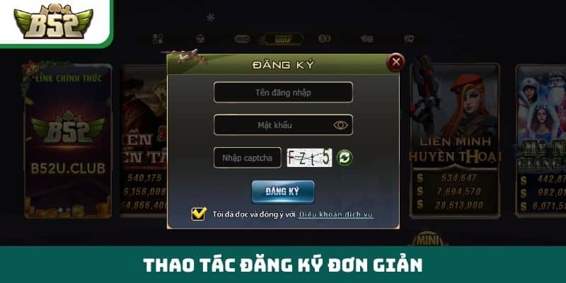 Thao tác đăng ký đơn giản